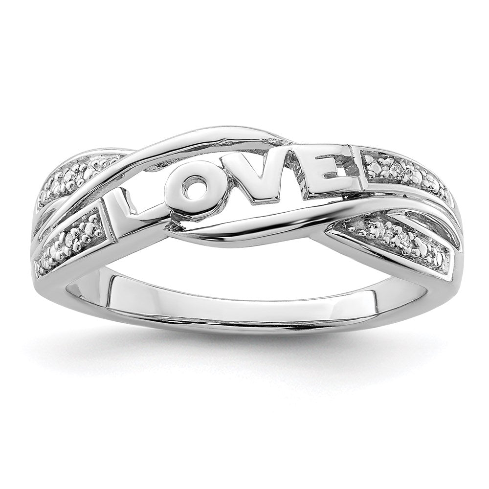 Exclusive Rhodium-Plated Sterling Silver Diamond Love Ring - Stylish Value!