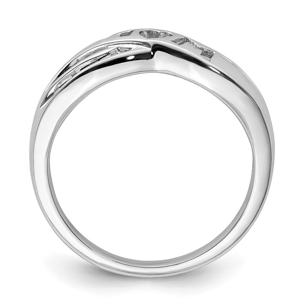 Exclusive Rhodium-Plated Sterling Silver Diamond "Mom" Ring - Stylish Value!