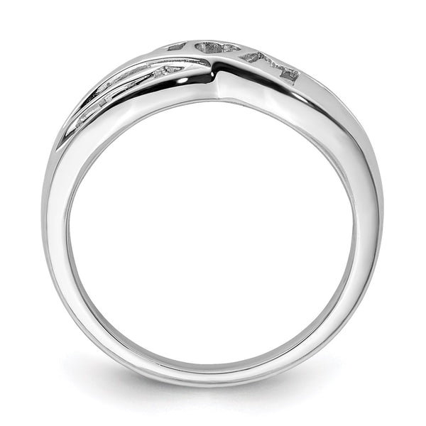 Rhodium-Plated Sterling Silver Diamond "Mom" Ring
