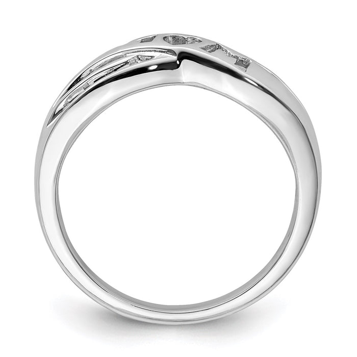 Shop Exclusive Rhodium-Plated Sterling Silver Diamond "Mom" Ring - Stylish Value!-2