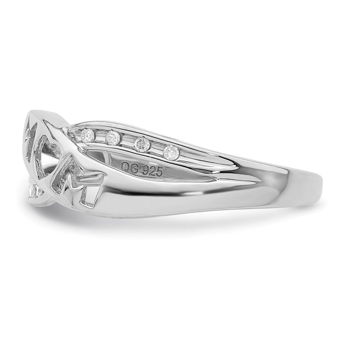 Shop Stylish Rhodium-Plated Sterling Silver Diamond "Mom" Ring - Affordable Luxury!-3