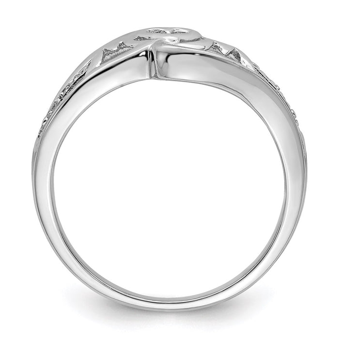 Shop Stylish Rhodium-Plated Sterling Silver Diamond Heart Ring for Mom-2