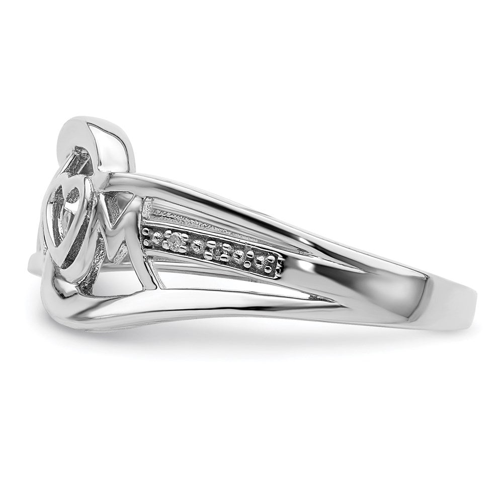 Shop Stylish Rhodium-Plated Sterling Silver Diamond Heart Ring for Mom