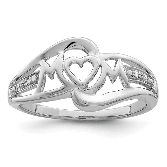 Buy Stylish Rhodium-Plated Sterling Silver Diamond Heart Ring for Mom - Affordable Luxury