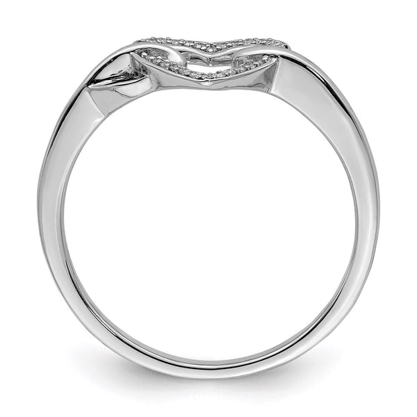 Rhodium-Plated Sterling Silver Heart Ring with Diamonds, 14K