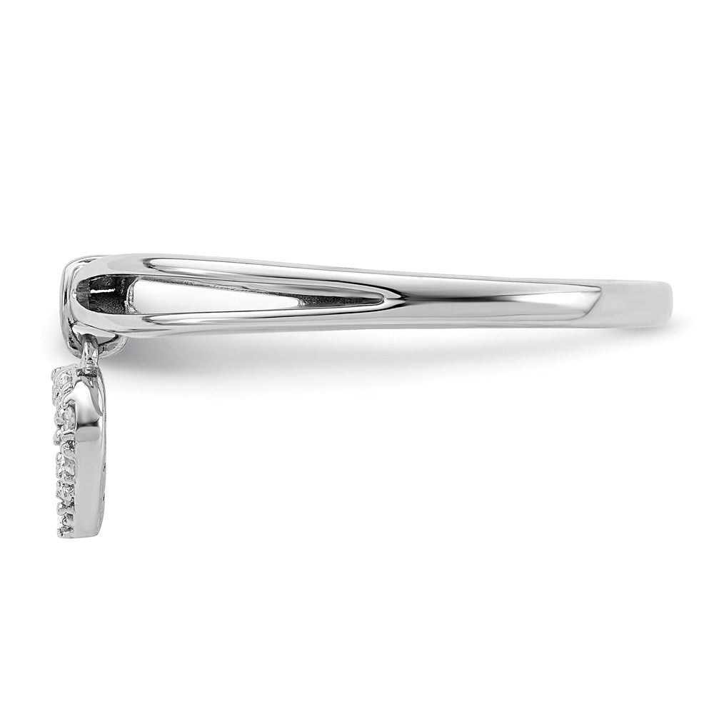Exclusive Rhodium-Plated Sterling Silver Diamond Heart Dangle Ring - Stylish Value!