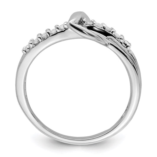 Shop Stylish Rhodium-Plated Sterling Silver Heart Ring with Diamond Accent