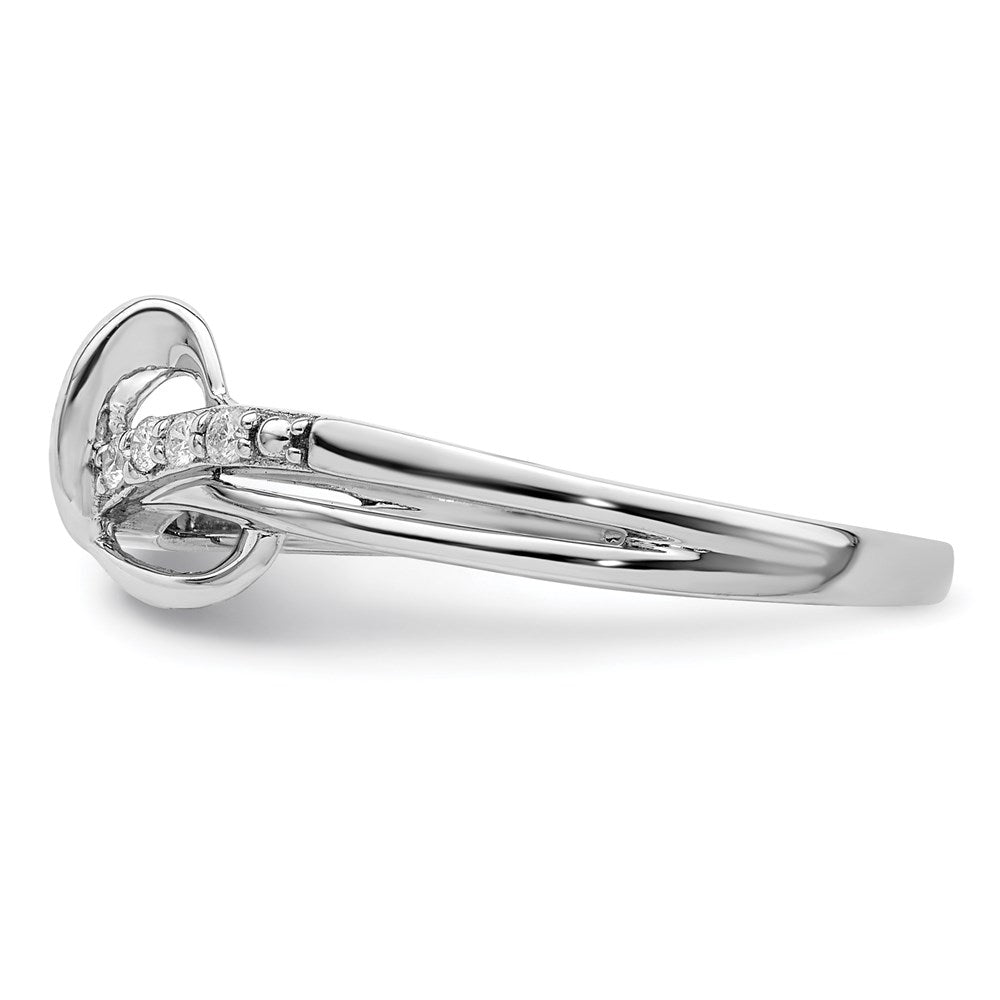 Shop Stylish Rhodium-Plated Sterling Silver Heart Ring with Diamond Accent
