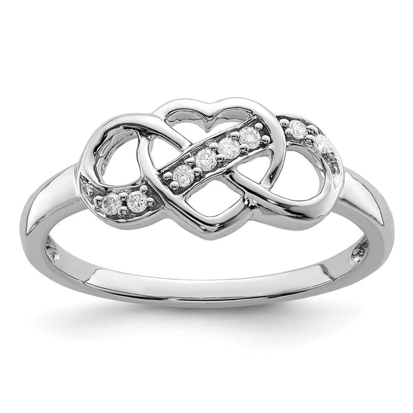 Rhodium-Plated Sterling Silver Heart Ring with Diamond Accents - Style GR1-1018196