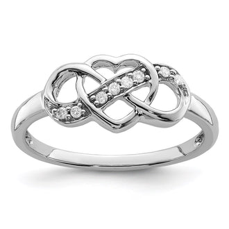 Shop Stylish Rhodium-Plated Sterling Silver Diamond Heart Ring - Affordable Luxury