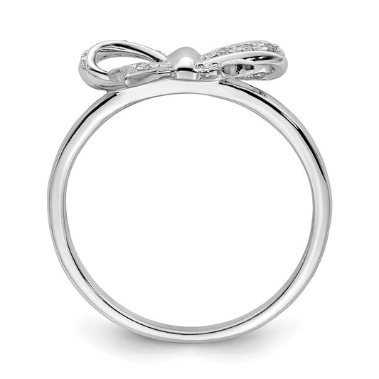 Shop Exclusive Rhodium-Plated Sterling Silver Diamond Bow Ring - Stylish Value!