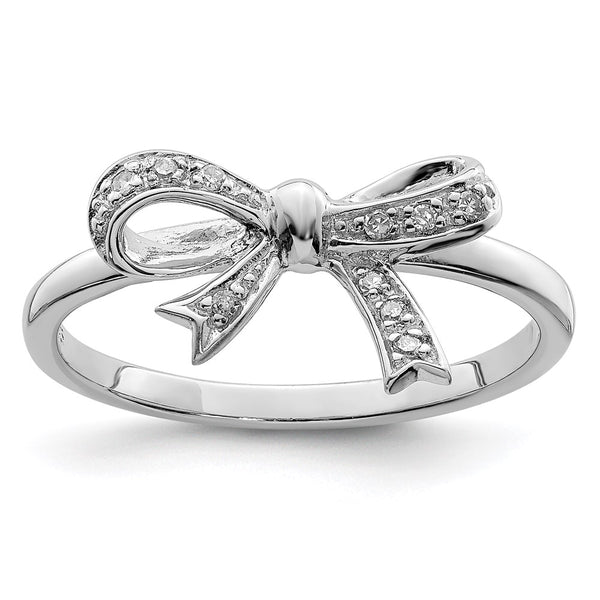 Rhodium-Plated Sterling Silver Diamond Bow Ring - Style GR1-1008700