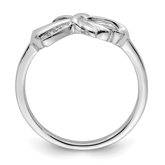 Exclusive Rhodium-Plated Sterling Silver Diamond Bow Ring - Stylish Design