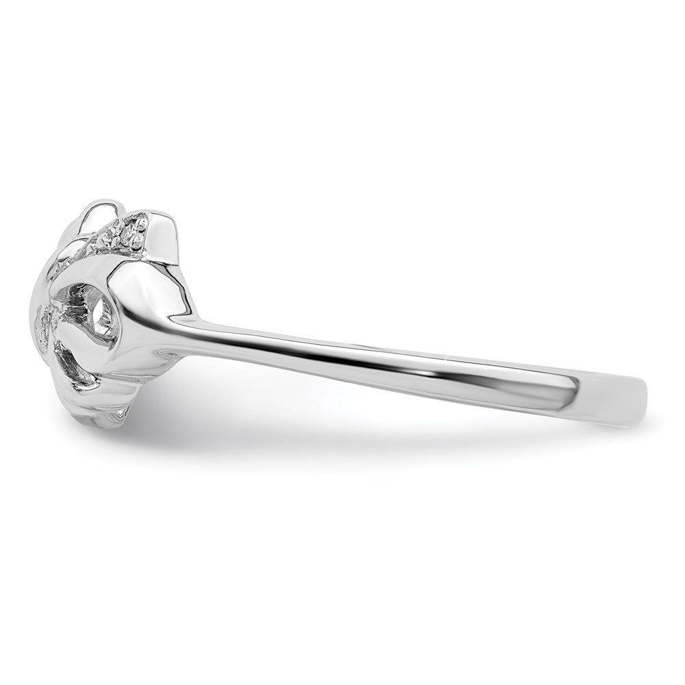Exclusive Rhodium-Plated Sterling Silver Diamond Bow Ring - Stylish Design