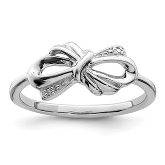 Exclusive Rhodium-Plated Sterling Silver Diamond Bow Ring | Affordable Luxury