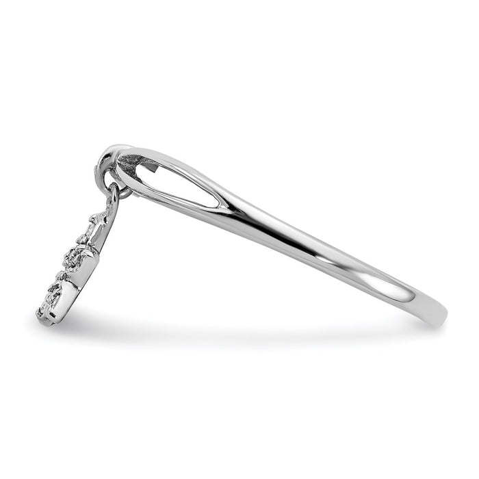 Buy Exclusive Rhodium-Plated Sterling Silver Diamond Star Dangle Ring - Stylish!-3