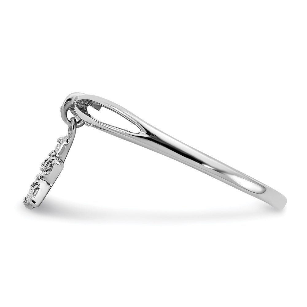 Shop Exclusive Rhodium-Plated Sterling Silver Diamond Star Dangle Ring
