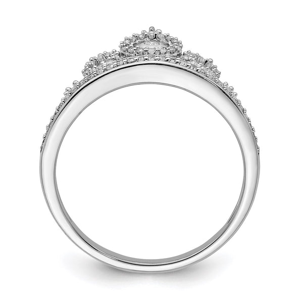 Rhodium-Plated Sterling Silver Diamond Crown Ring - Style GR1-1008703