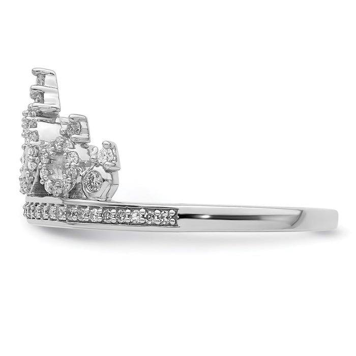 Buy Stylish Rhodium-Plated Sterling Silver Diamond Crown Ring - 14K Luxury!-3