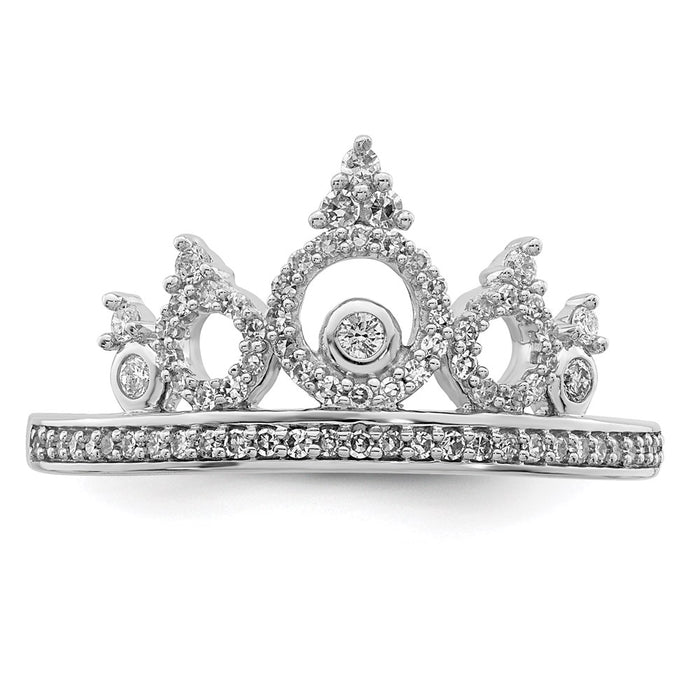 Buy Stylish Rhodium-Plated Sterling Silver Diamond Crown Ring - Affordable Elegance-4