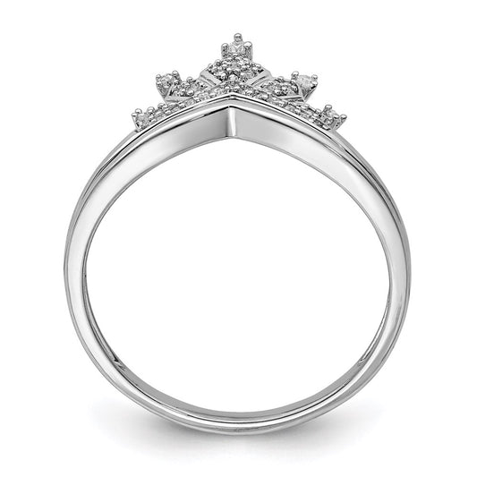 Shop Stylish Rhodium-Plated Sterling Silver Diamond Crown Ring - Affordable Elegance