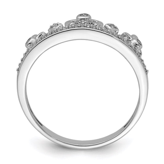 High-Quality Rhodium-Plated Sterling Silver Diamond Crown Ring | Stylish Value