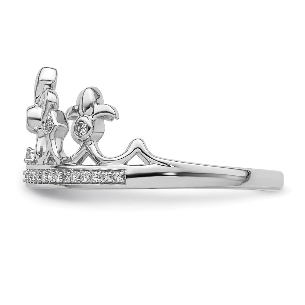 High-Quality Rhodium-Plated Sterling Silver Diamond Crown Ring | Stylish Value