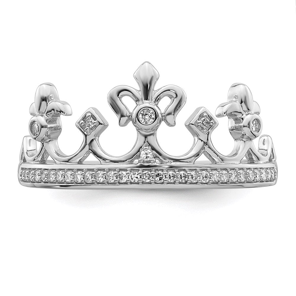 High-Quality Rhodium-Plated Sterling Silver Diamond Crown Ring | Stylish Value