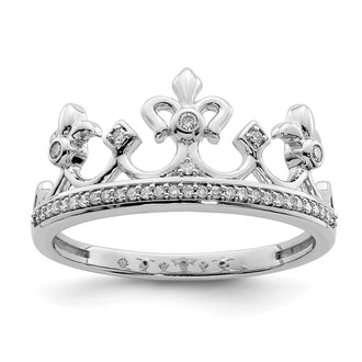 High-Quality Rhodium-Plated Sterling Silver Diamond Crown Ring | Stylish Value