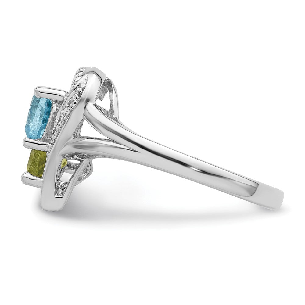 Designer Sterling Silver Rhodium-Plated Ring with Blue Topaz & Diamond Accents