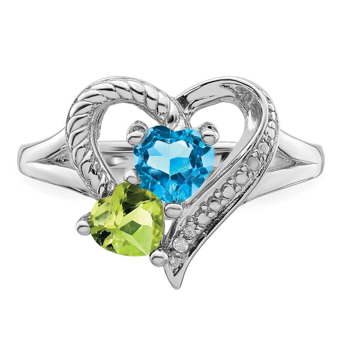 Designer Sterling Silver Rhodium-Plated Ring with Blue Topaz & Diamond Accents-5