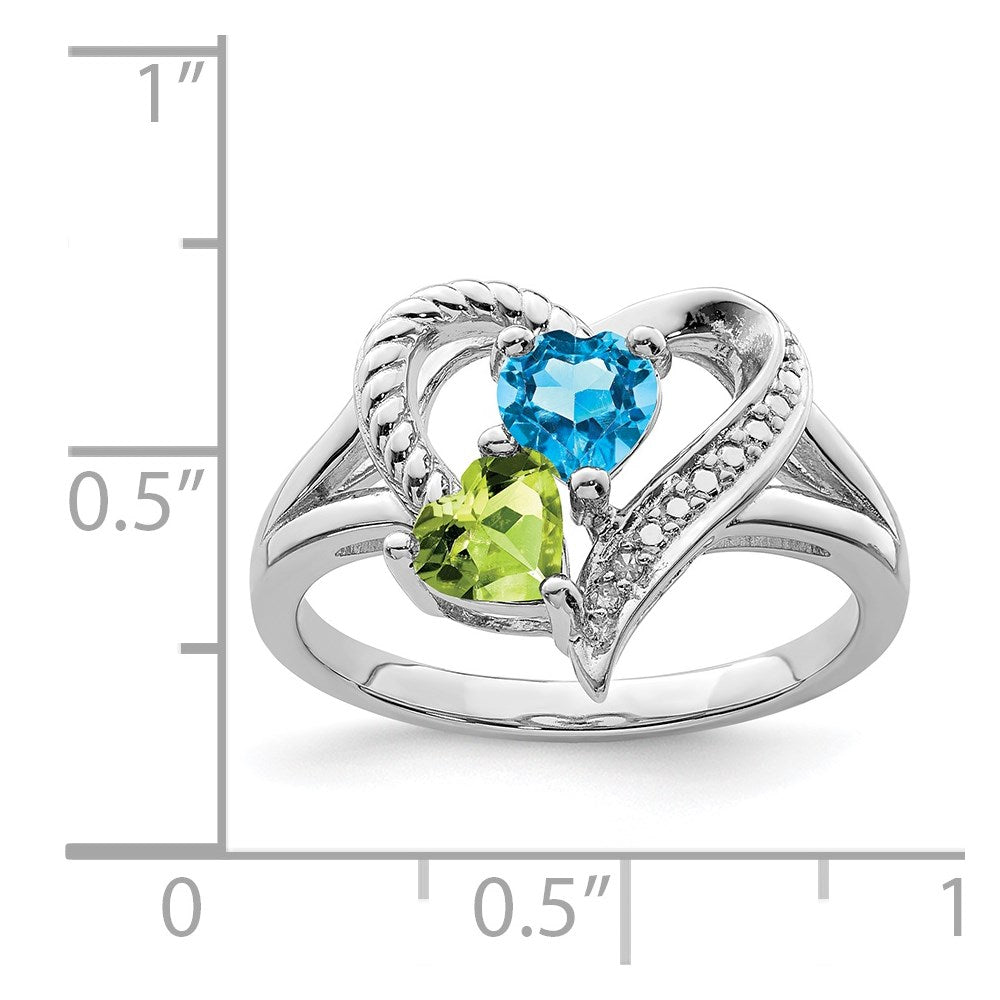 Shop Stylish Sterling Silver Rhodium-Plated Blue Topaz & Peridot Ring - 14K Luxury