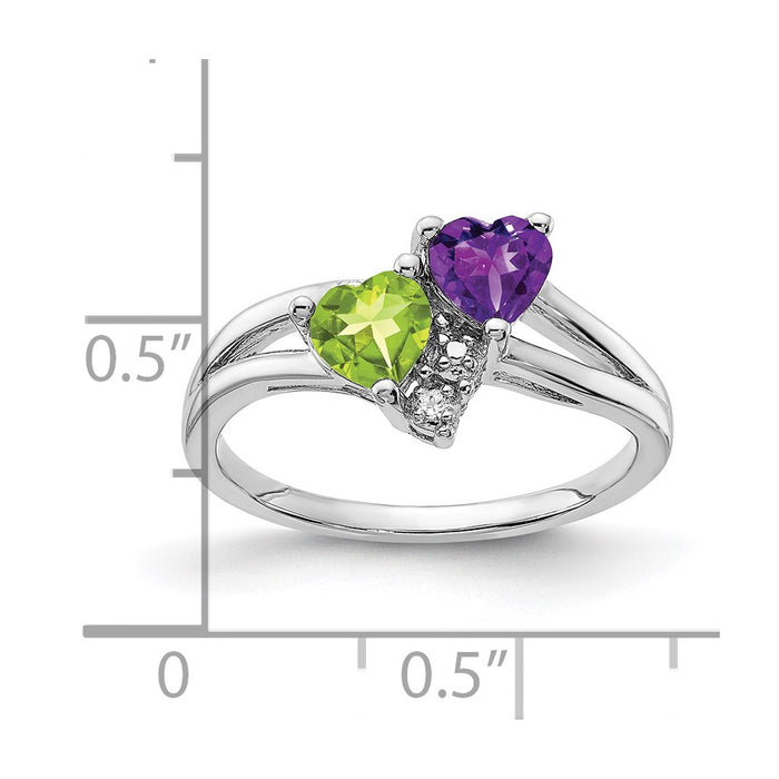 High-Quality Sterling Silver Amethyst & Peridot Diamond Ring - Stylish Value-5