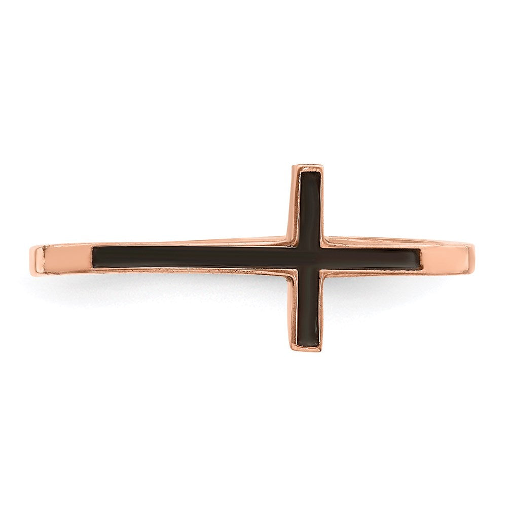 Buy Stylish Antiqued Sideways Cross Ring in Sterling Silver, Rose Gold Plated