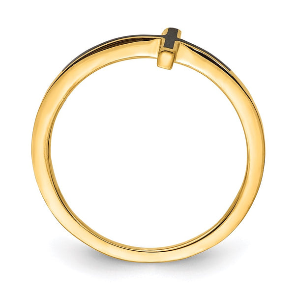 Antiqued Sideways Cross Ring in Sterling Silver & Gold Plating