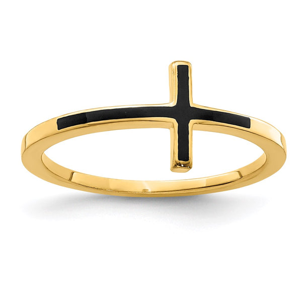 Antiqued Sideways Cross Ring in Sterling Silver & Gold Plating