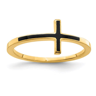 Buy Stylish Antiqued Sideways Cross Ring in 14K Gold-Plated Sterling Silver