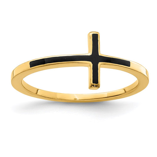 Buy Stylish Antiqued Sideways Cross Ring in 14K Gold-Plated Sterling Silver