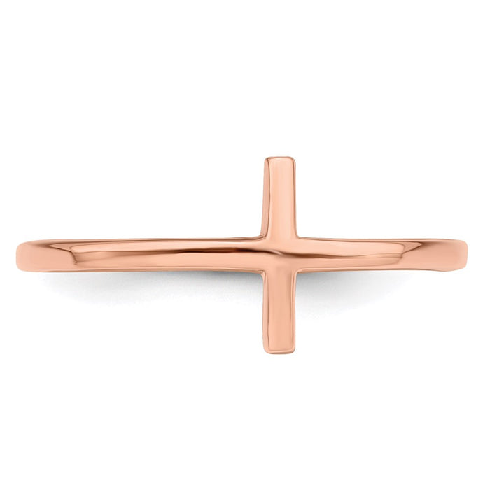 Shop Stylish Rose Gold-Plated Sideways Cross Ring in Sterling Silver - Affordable Luxury-4