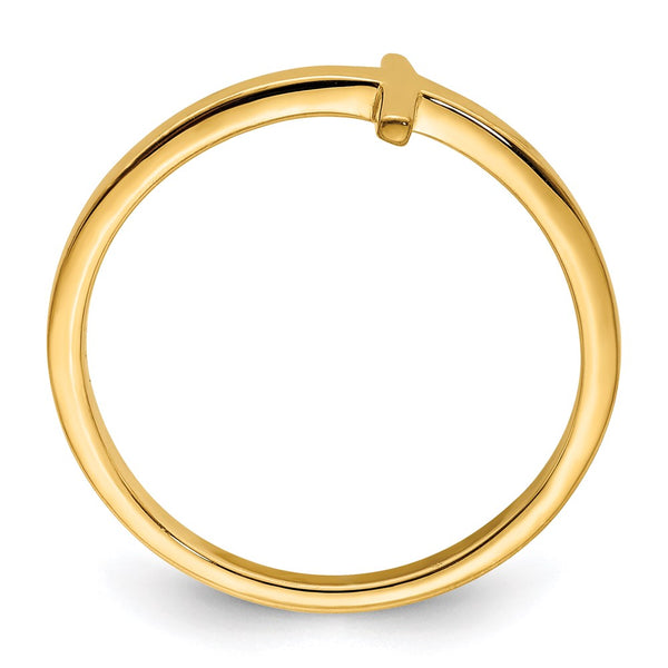 Sterling Silver Sideways Cross Ring with Yellow Gold Plating