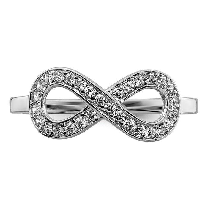 Exclusive Rhodium-Plated Sterling Silver Infinity Ring | Stylish CZ Design-4