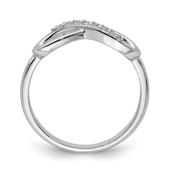Rhodium-Plated Sterling Silver Infinity Ring 14K, CZ