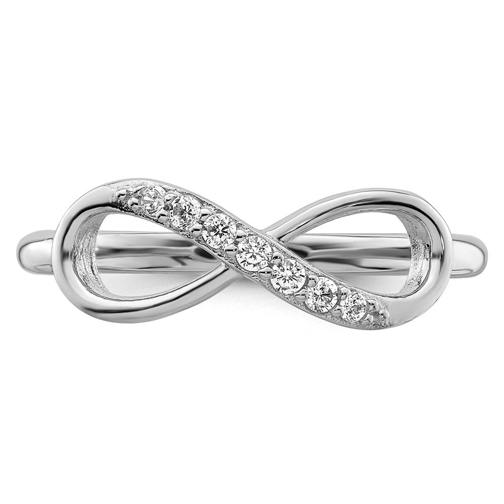 Shop Stylish Rhodium-Plated Sterling Silver Infinity Ring, CZ - Affordable Luxury