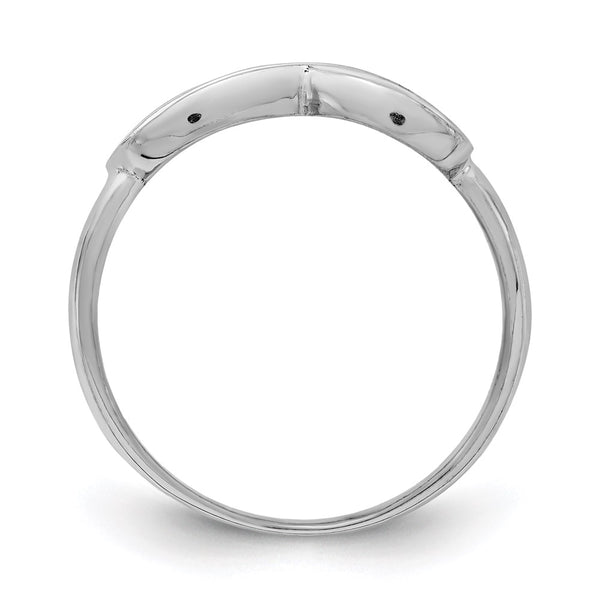 Rhodium-Plated Sterling Silver Overlapping Infinity Ring - 14K