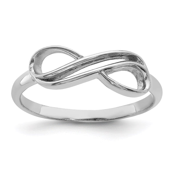 Rhodium-Plated Sterling Silver Overlapping Infinity Ring - 14K