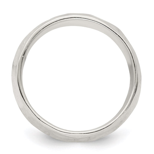 Order Stylish Polished Hammered Sterling Silver Ring - Affordable Elegance