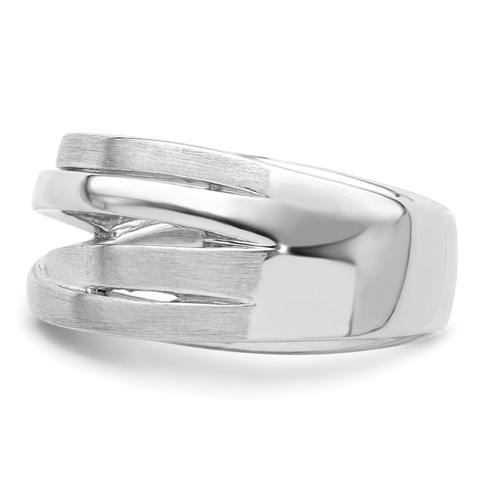High-Quality Brushed Sterling Silver Ring, Stylish Rhodium Plating, Affordable Price