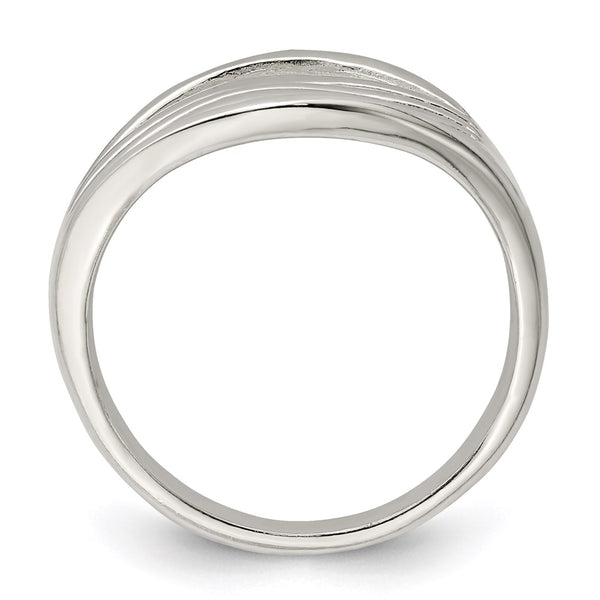 Polished Wave Design Sterling Silver Ring