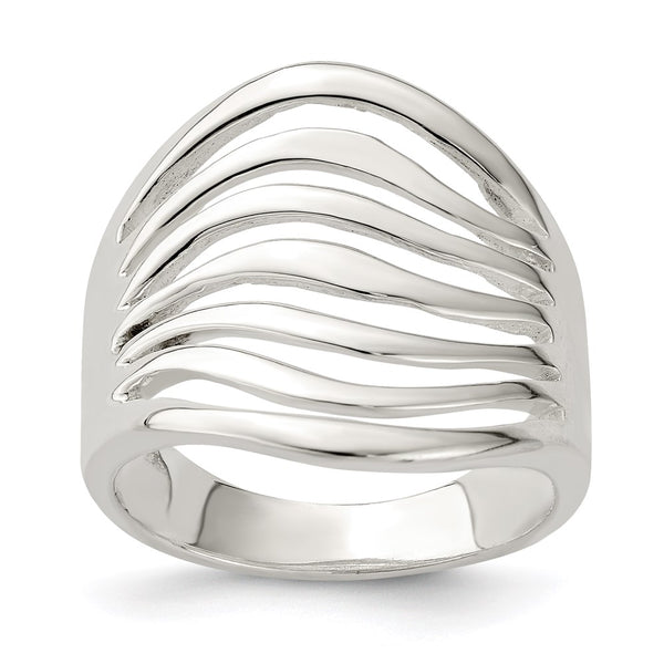 Polished Wave Design Sterling Silver Ring