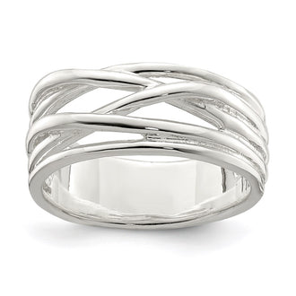 Buy Stylish Polished Sterling Silver Intersecting 5-Band Ring - 14g, 6mm